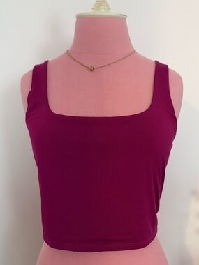 Express Magenta Square-Neck Crop Tank